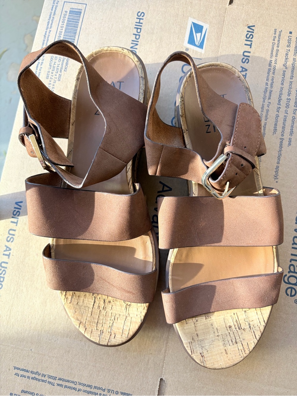 Naturalizer Women's Brown Cork Wedge Sandals with Ankle Strap